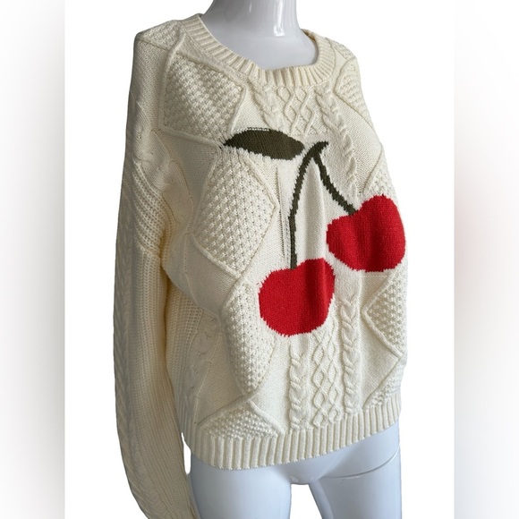 Originality Cozy Cream Cherry Knit Sweater - Picture 5 of 5